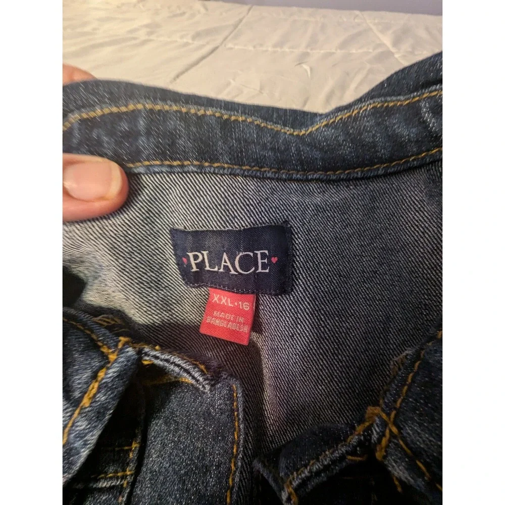 The Childrens Place Denim Youth Girl's Blue‎ Cotton Blend Jeans Jacket Sz XXL 16